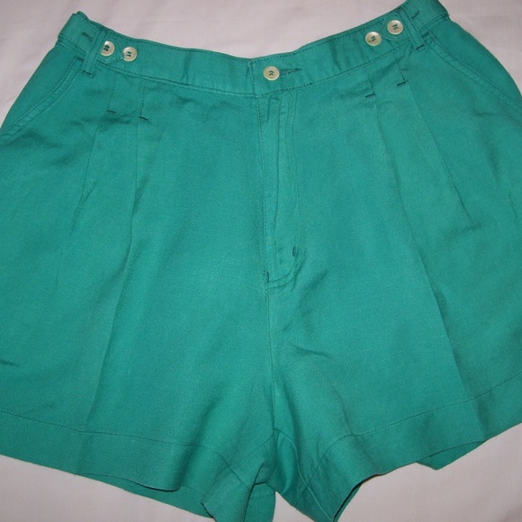 Essentials Style Green Shorts Linen Blend 14 P - Picture 3 of 8